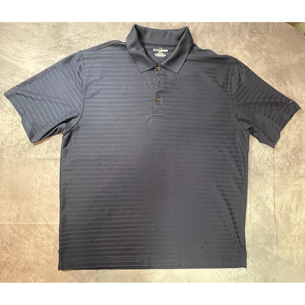 Grand Slam Golf Polo Shirt Mens 2XL Black Striped Performance Tennis Athleisure